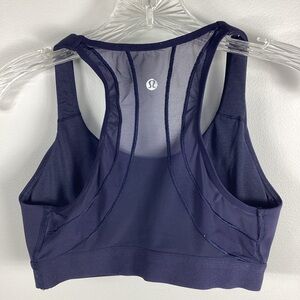 Lululemon Sports Bra Navy Blue Sheer Back Women’s‎ Size 6 Athletic Bra Yoga